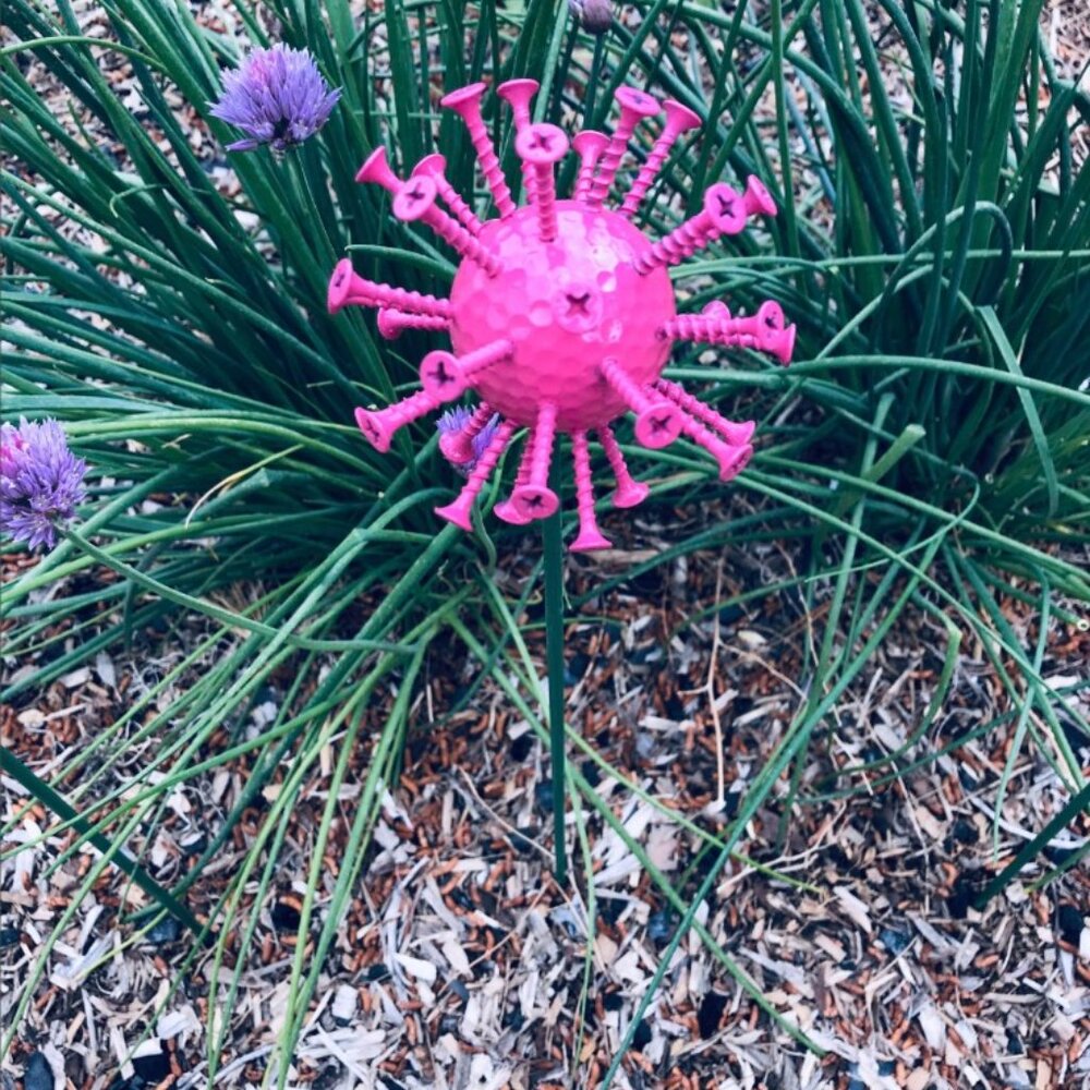 Allium golf ball flower garden yard art Ornament
